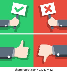 Vector Illustration Of Positive And Negative Feedback Concept, Flat Style