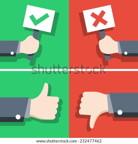 Vector illustration of positive and negative feedback concept, flat style