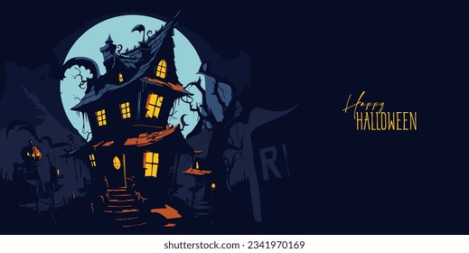 Vector illustration. Post card. Happy Halloween.