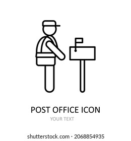 Ilustración vectorial con el icono de la oficina de correos. Dibujo de esquema.