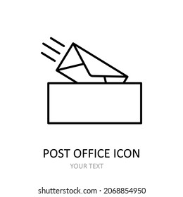 Ilustración vectorial con el icono de la oficina de correos. Dibujo de esquema.
