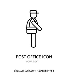 Vector illustration with post office icon. Outline drawing.