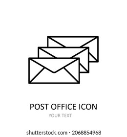 Vector illustration with post office icon. Outline drawing.