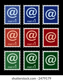 vector illustration of a postage stamp with e-mail symbol