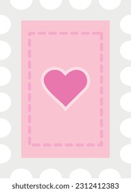 Vector illustration of a postage stamp with a heart. Love letters.