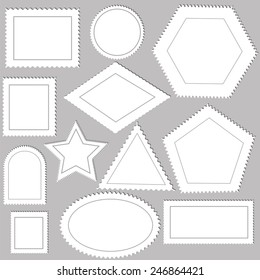 Vector Illustration  with Postage Stamps on Grey  Background