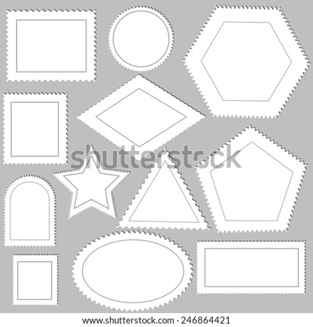 Vector Illustration  with Postage Stamps on Grey  Background