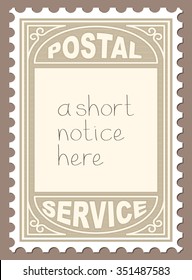 Vector Illustration Of Postal Stamp Shape Blank Placard