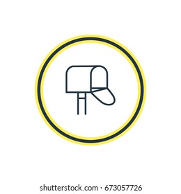 Vector Illustration Of Postbox Outline. Beautiful  Element Also Can Be Used As Mail Box Element.