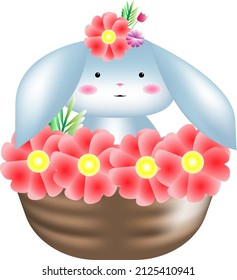 ilustración vectorial de una postal, un cartel con un lindo conejo dulce