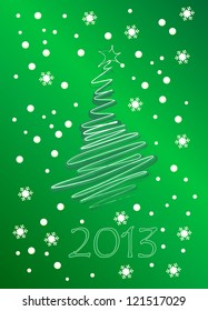 Vector illustration of postcard calendar to a new 2013 year