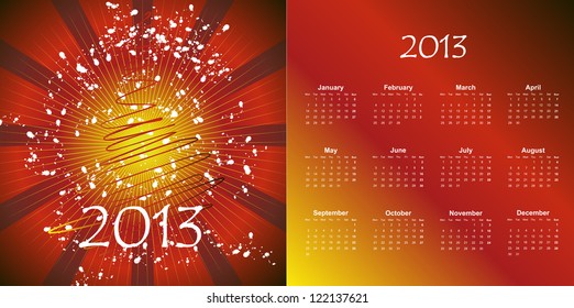 Ilustración vectorial del calendario de postales a un nuevo año 2013