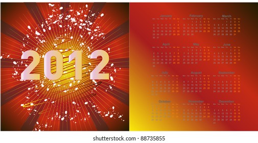 Vector illustration of postcard calendar to a new 2012 year