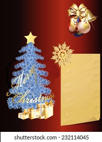 Vector illustration of postcard with Christmas and New Year, all the elements of the individual