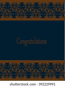 Vector illustration postcard with congratulations. Background with lace ornaments