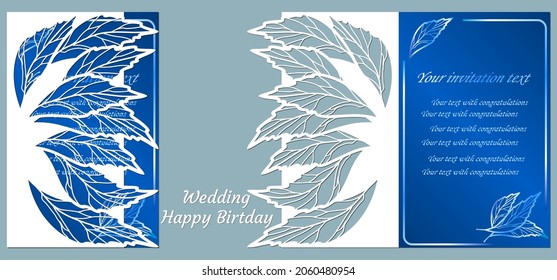 Vector illustration Postcard. Invitation and greeting card. Pattern for the laser cut. ash leaves.