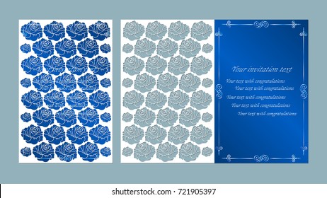 Vector illustration Postcard. Invitation and greeting card. flowers. Pattern for the laser cut. rose