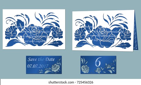 Vector illustration Postcard. Invitation and greeting card. Pattern for the laser cut. rose flower white.