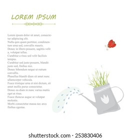 Vector illustration of a postcard, invitation template with a tender plant for decorations, book cover and other designs in soft green colors. 
