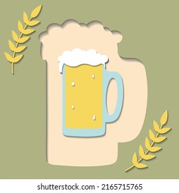 Vektorgrafik einer Postkarte in Papierform. ein Glas Bier in ausgeschnittenem Bierglas
