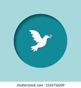 Vektorgrafik einer Postkarte in Papierform. ein Symbol des Friedens. eine Flugtaube am Himmel in einem geschnitzten Kreis