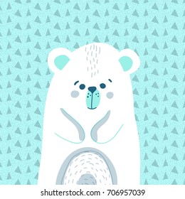 Vector illustration postcard with a polar bear