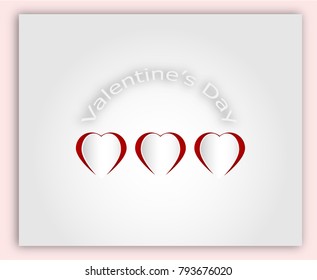 Vector illustration. Postcard to the Valentine's day. Three heart.