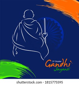 Vector illustration of Poster or Banner design for Celebration of Happy Gandhi Jayanti. 2nd October, National Holiday in India.