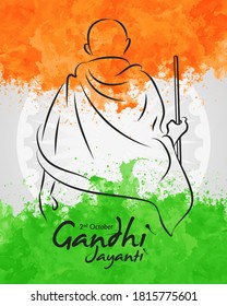 Vector illustration of Poster or Banner design for Celebration of Happy Gandhi Jayanti. 2nd October, National Holiday in India.