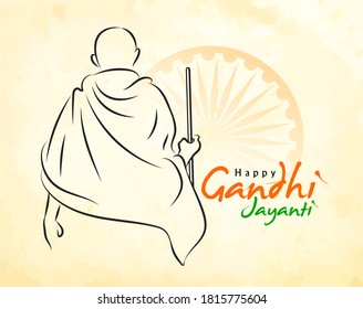 Vector illustration of Poster or Banner design for Celebration of Happy Gandhi Jayanti. 2nd October, National Holiday in India.