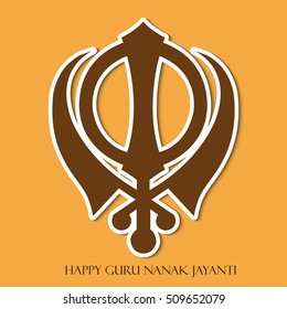 Vector illustration of a  poster or banner for Guru Nanak Jayanti celebration.