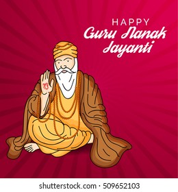 Vector illustration of a  poster or banner for Guru Nanak Jayanti celebration.