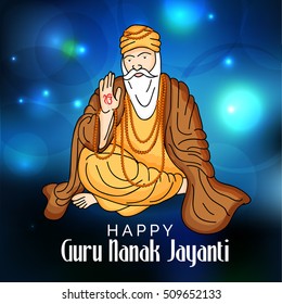 Vector illustration of a  poster or banner for Guru Nanak Jayanti celebration.