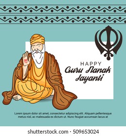 Vector illustration of a  poster or banner for Guru Nanak Jayanti celebration.