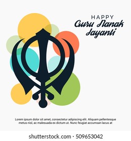Vector illustration of a  poster or banner for Guru Nanak Jayanti celebration.