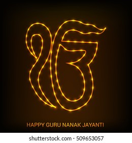 Vector illustration of a  poster or banner for Guru Nanak Jayanti celebration.