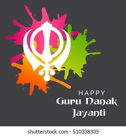 Vector illustration of a poster or banner for Guru Nanak Jayanti celebration.