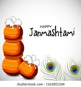 Vector illustration of a Poster or Banner for Indian festival For Happy Janmashtami Celebration.