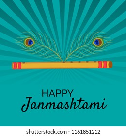 Vector illustration of a Poster or Banner for Indian festival For Happy Janmashtami Celebration.