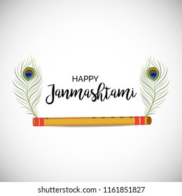 Vector illustration of a Poster or Banner for Indian festival For Happy Janmashtami Celebration.