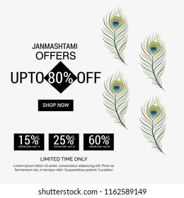 Vector illustration of a Poster or Banner for Indian festival For Happy Janmashtami Celebration.