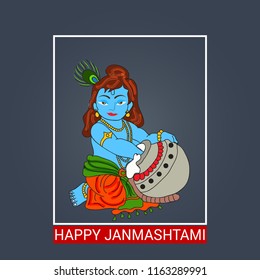 Vector illustration of a Poster or Banner for Indian festival For Happy Janmashtami Celebration.