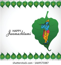 Vector illustration of a Poster or Banner for Indian festival For Happy Janmashtami Celebration.