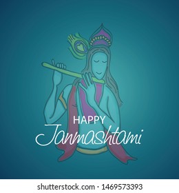 Vector illustration of a Poster or Banner for Indian festival For Happy Janmashtami Celebration.