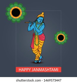 Vector illustration of a Poster or Banner for Indian festival For Happy Janmashtami Celebration.