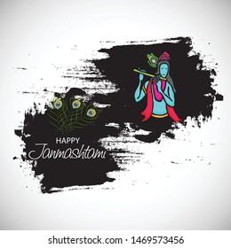 Vector illustration of a Poster or Banner for Indian festival For Happy Janmashtami Celebration.