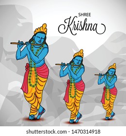Vector illustration of a Poster or Banner for Indian festival For Happy Janmashtami Celebration.
