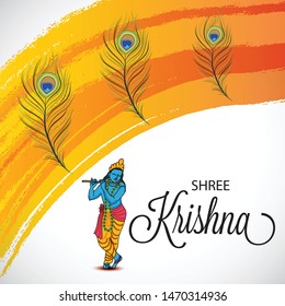 Vector illustration of a Poster or Banner for Indian festival For Happy Janmashtami Celebration.