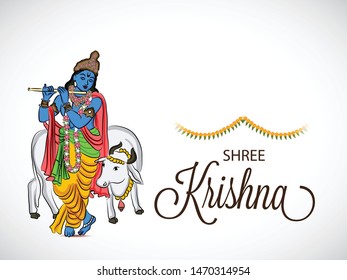 Vector illustration of a Poster or Banner for Indian festival For Happy Janmashtami Celebration.