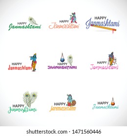 Vector illustration of a Poster or Banner for Indian festival For Happy Janmashtami Celebration.